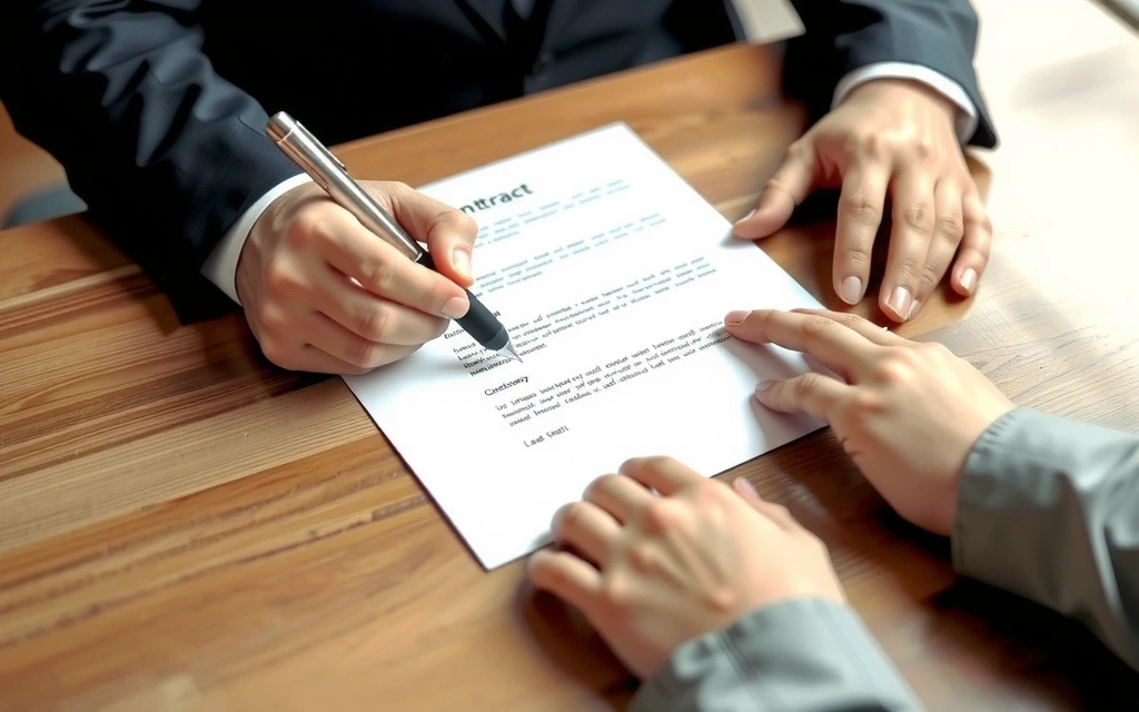 Acuerdo de términos - Manos firmando un contrato